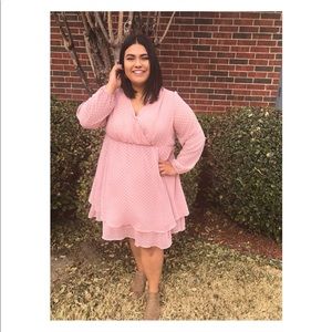 Torrid blush pink long sleeve flowy dress.